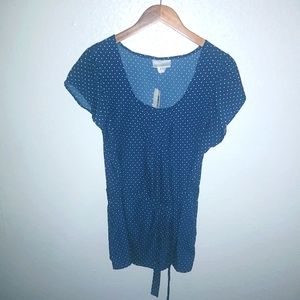 Oh! Mamma XL Short Sleeved Polka Dot Navy Maternity Top New!